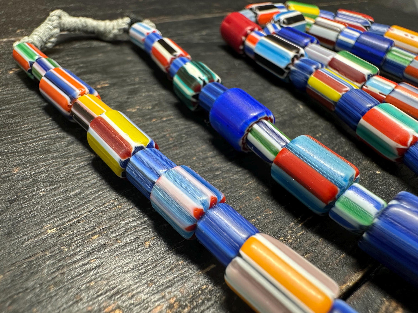 Handmade Nepalese Chevron Beads Strand | Himalayan Tribal Glass Beads | Ethnic Jewelry Making Supplies