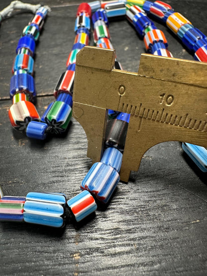 Handmade Nepalese Chevron Beads Strand | Himalayan Tribal Glass Beads | Ethnic Jewelry Making Supplies