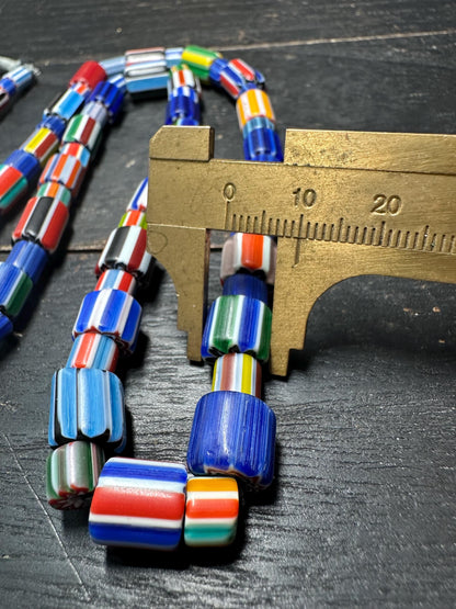 Handmade Nepalese Chevron Beads Strand | Himalayan Tribal Glass Beads | Ethnic Jewelry Making Supplies