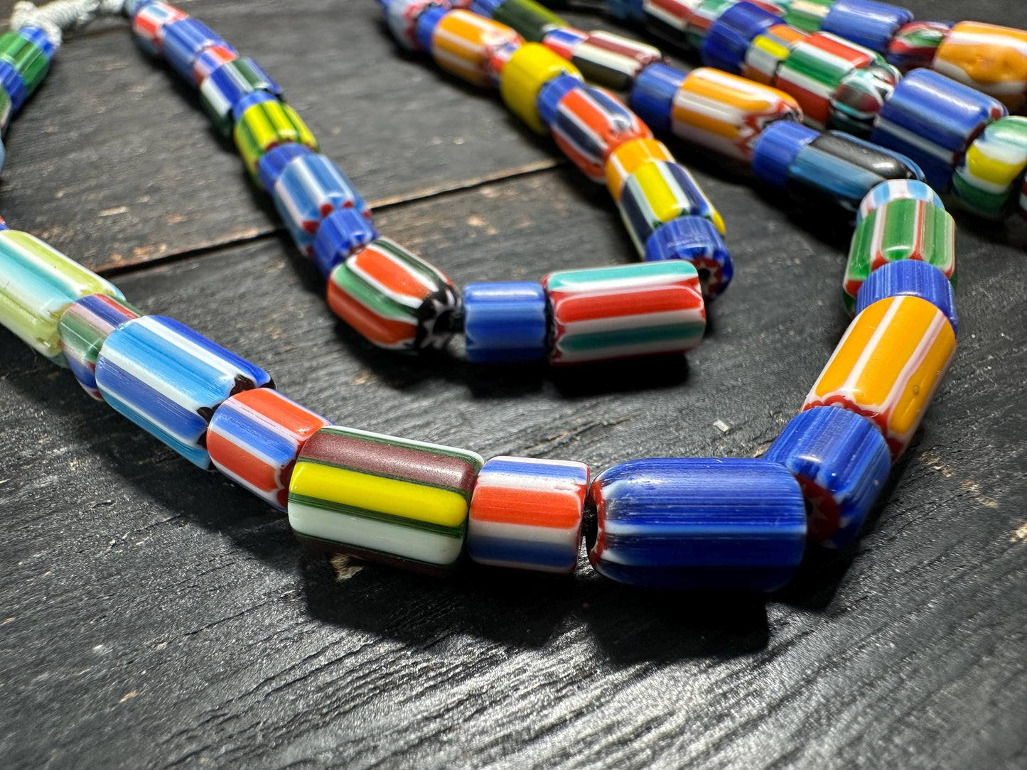 Handmade Nepalese Chevron Beads Strand | Himalayan Tribal Glass Beads | Ethnic Jewelry Making Supplies