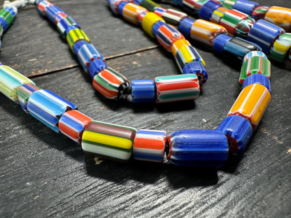 Handmade Nepalese Chevron Beads Strand | Himalayan Tribal Glass Beads | Ethnic Jewelry Making Supplies