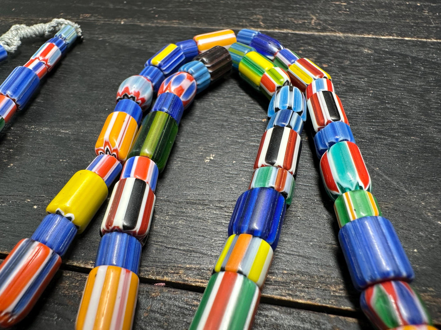 Handmade Nepalese Chevron Beads Strand | Himalayan Tribal Glass Beads | Ethnic Jewelry Making Supplies