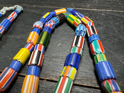 Handmade Nepalese Chevron Beads Strand | Himalayan Tribal Glass Beads | Ethnic Jewelry Making Supplies
