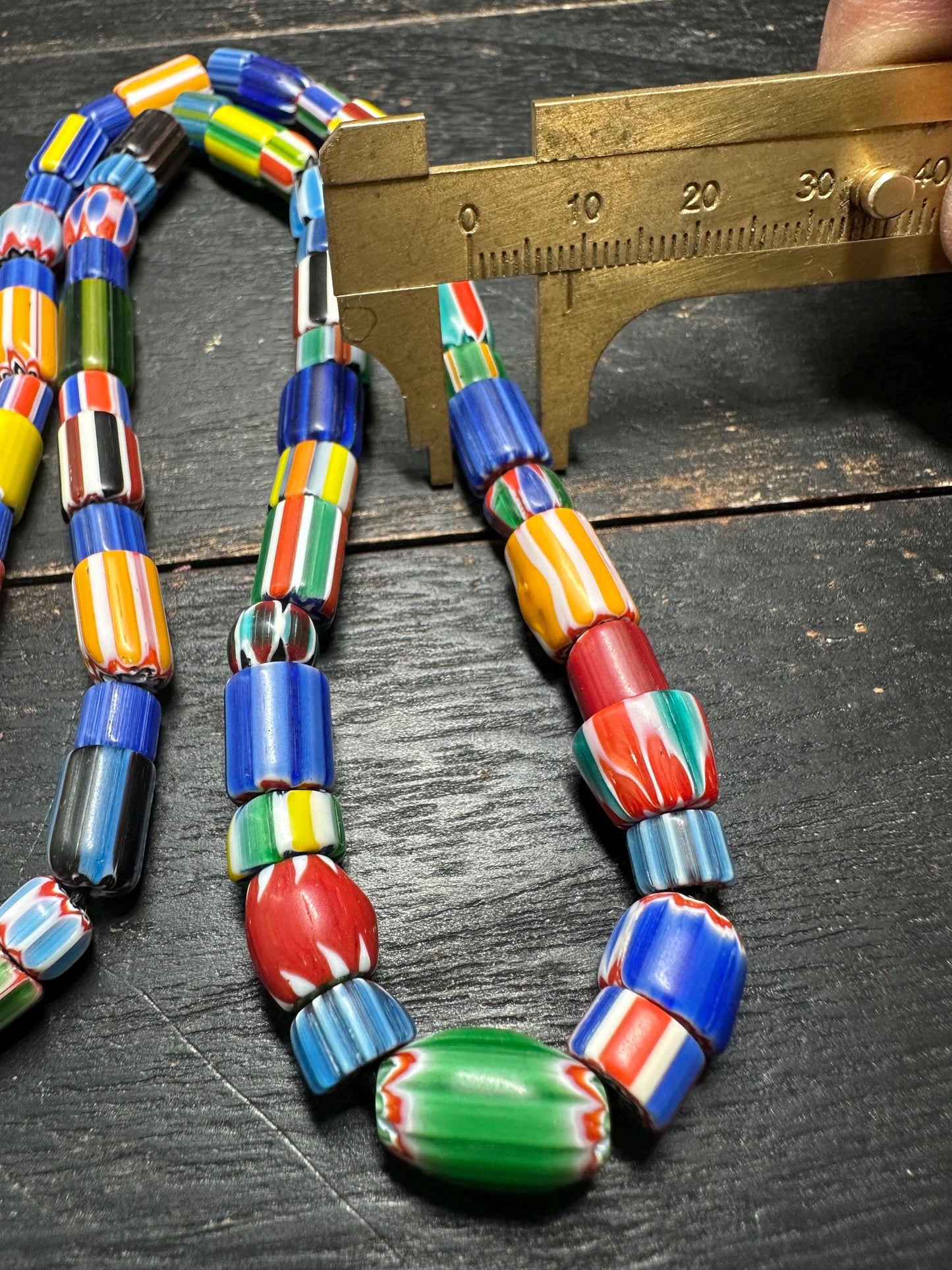 Handmade Nepalese Chevron Beads Strand | Himalayan Tribal Glass Beads | Ethnic Jewelry Making Supplies