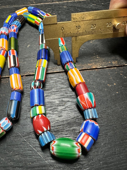 Handmade Nepalese Chevron Beads Strand | Himalayan Tribal Glass Beads | Ethnic Jewelry Making Supplies