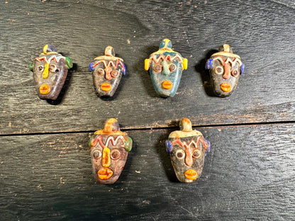 Phoenician Mosaic Glass Face Amulet Pendant: Ancient Style Collectible