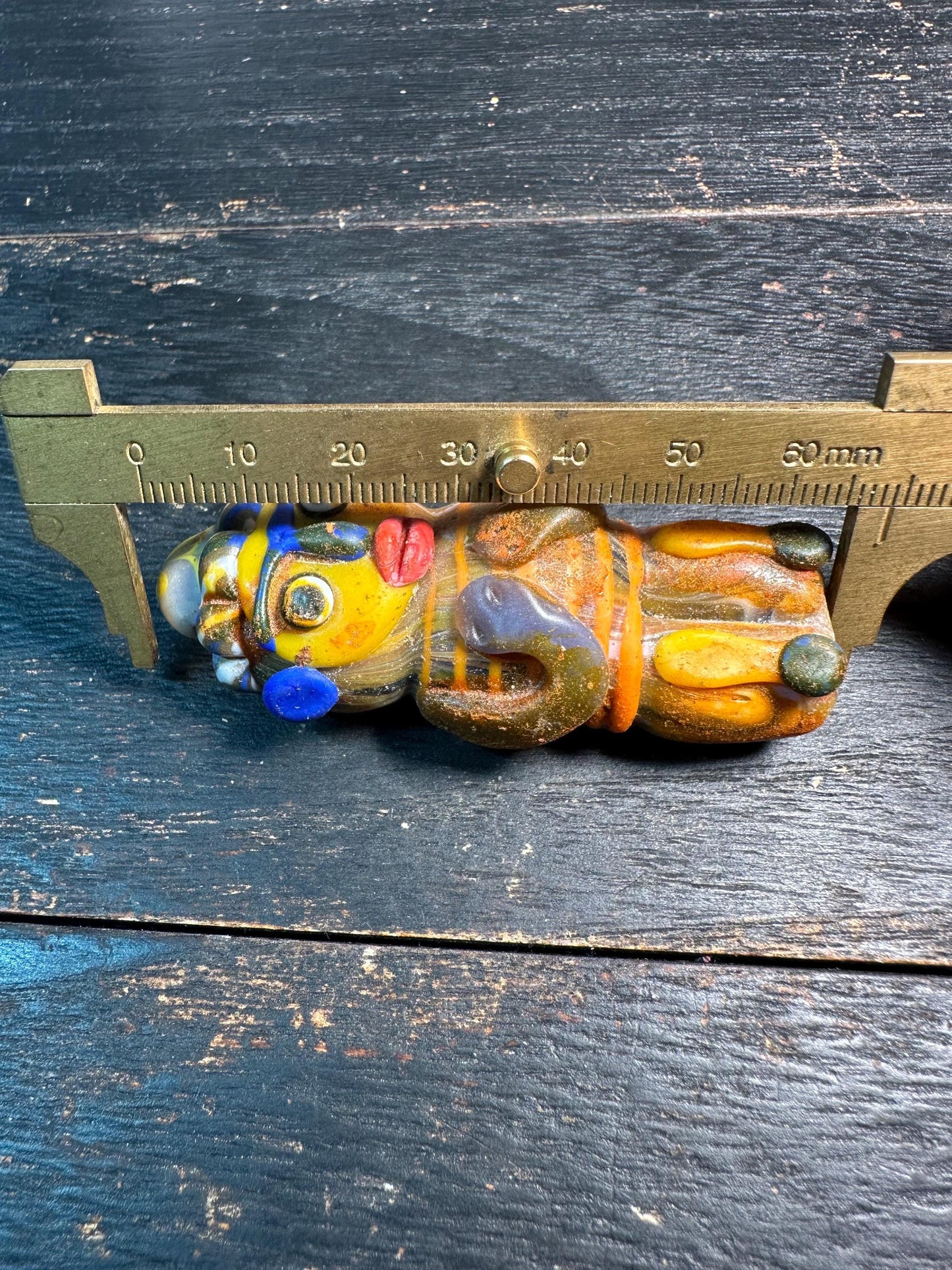 Unique Phoenician Style Glass Bead Face Amulet  Colorful Handcrafted Pendant, Ancient Inspired(P2106)