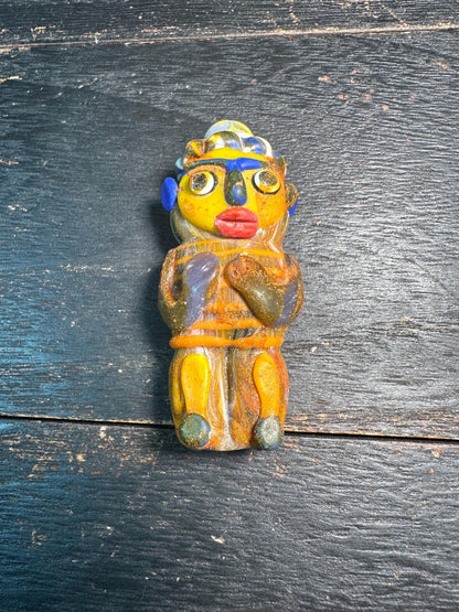 Unique Phoenician Style Glass Bead Face Amulet  Colorful Handcrafted Pendant, Ancient Inspired(P2106)