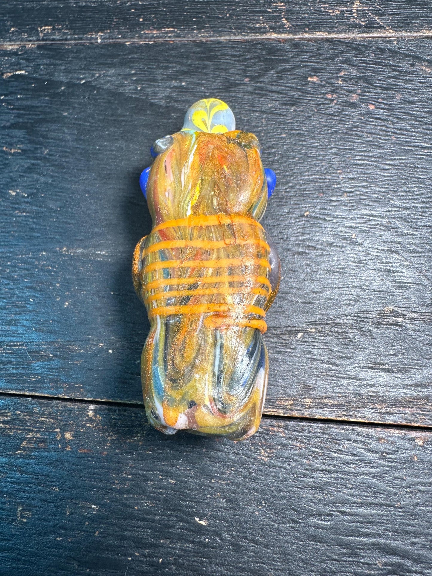 Unique Phoenician Style Glass Bead Face Amulet  Colorful Handcrafted Pendant, Ancient Inspired(P2106)