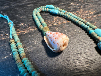 Handmade Afghan Turquoise Glass Bead Necklace: Boho Layering Jewelry