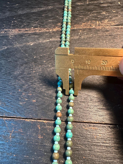 Handmade Afghan Turquoise Glass Bead Necklace: Boho Layering Jewelry