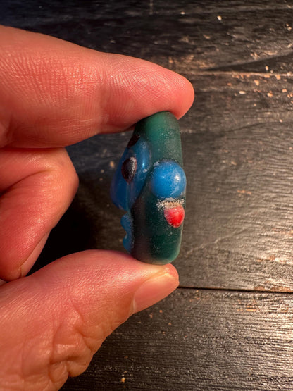 Colorful Recycled Glass Mask Pendant  Ethnic Face Charm