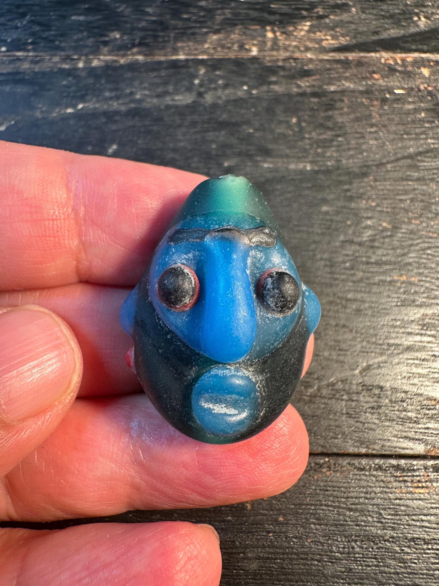 Colorful Recycled Glass Mask Pendant  Ethnic Face Charm
