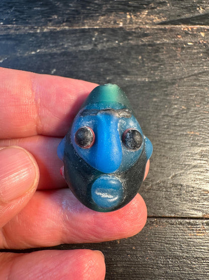 Colorful Recycled Glass Mask Pendant  Ethnic Face Charm