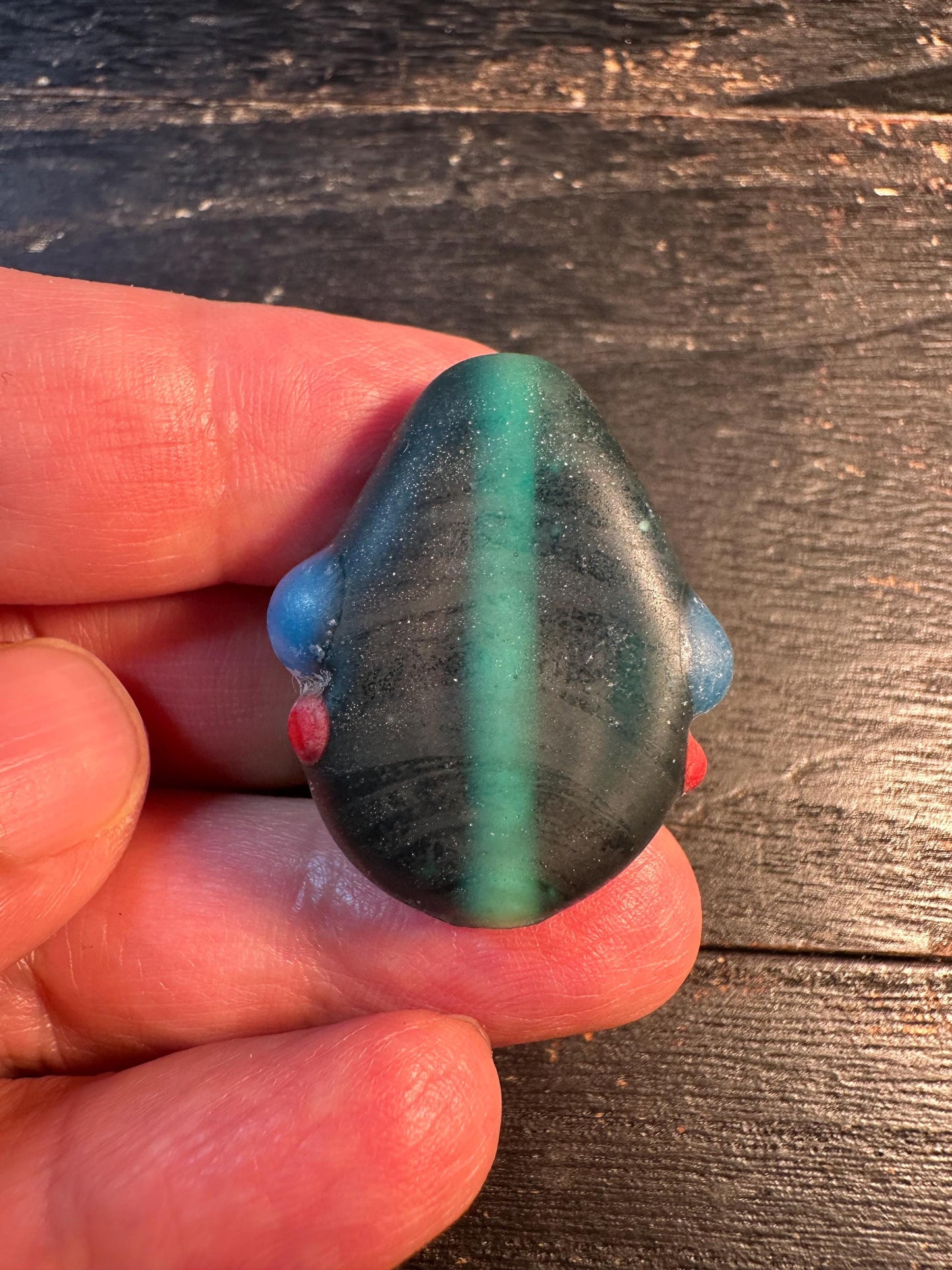 Colorful Recycled Glass Mask Pendant  Ethnic Face Charm