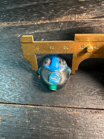 Colorful Recycled Glass Mask Pendant  Ethnic Face Charm