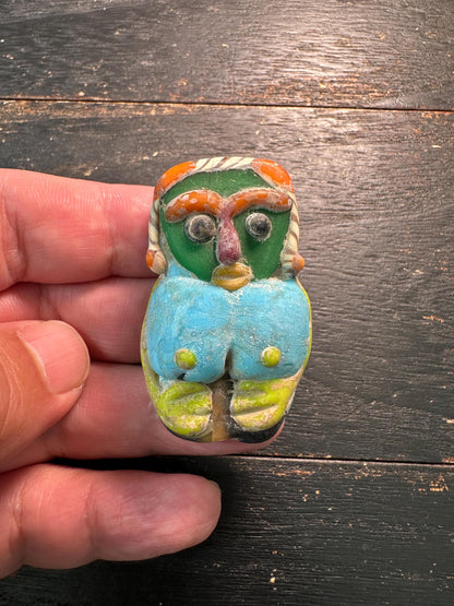 Handmade Colorful Human Face Glass Bead  Tribal Style Pendant