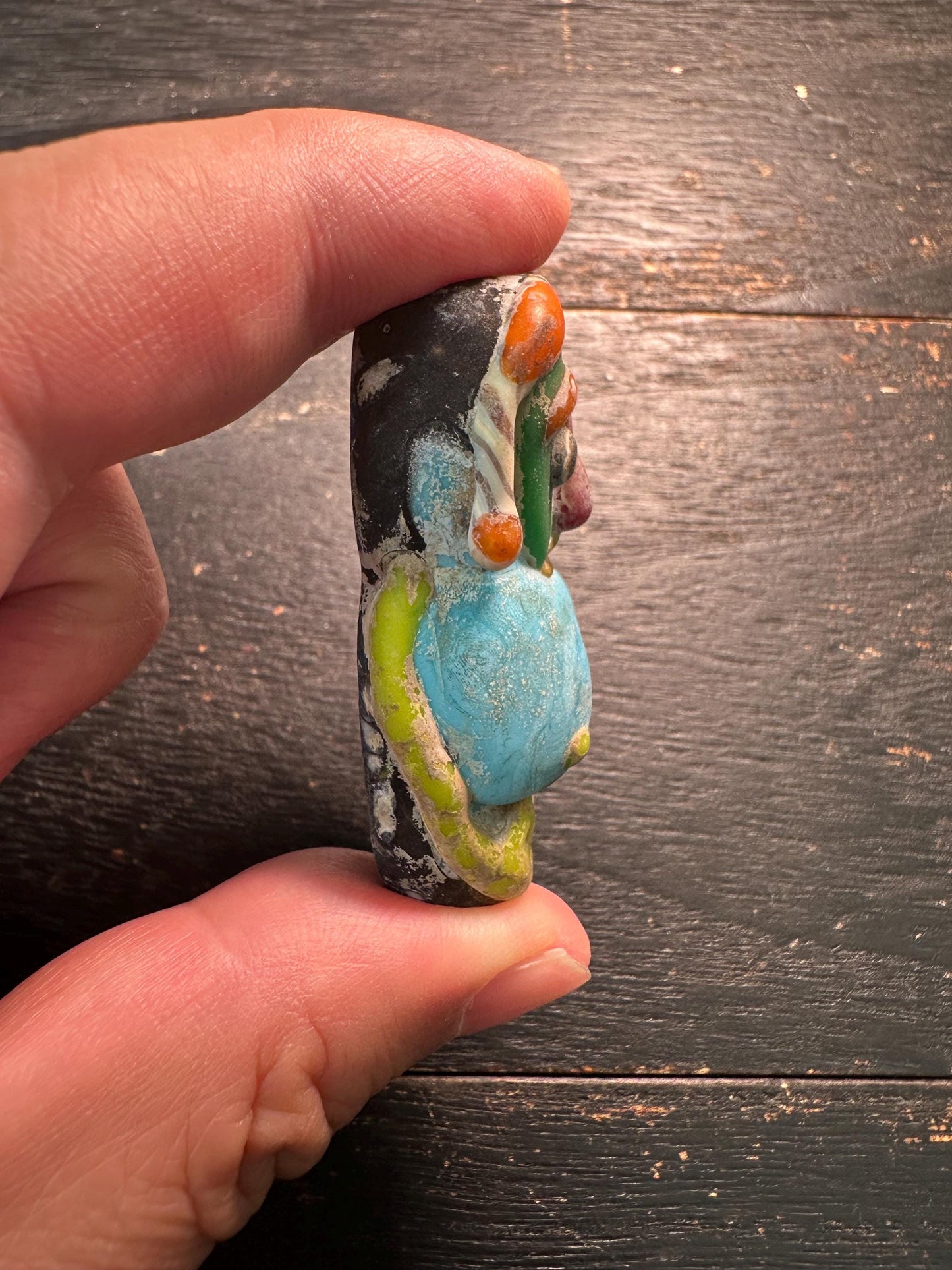 Handmade Colorful Human Face Glass Bead  Tribal Style Pendant