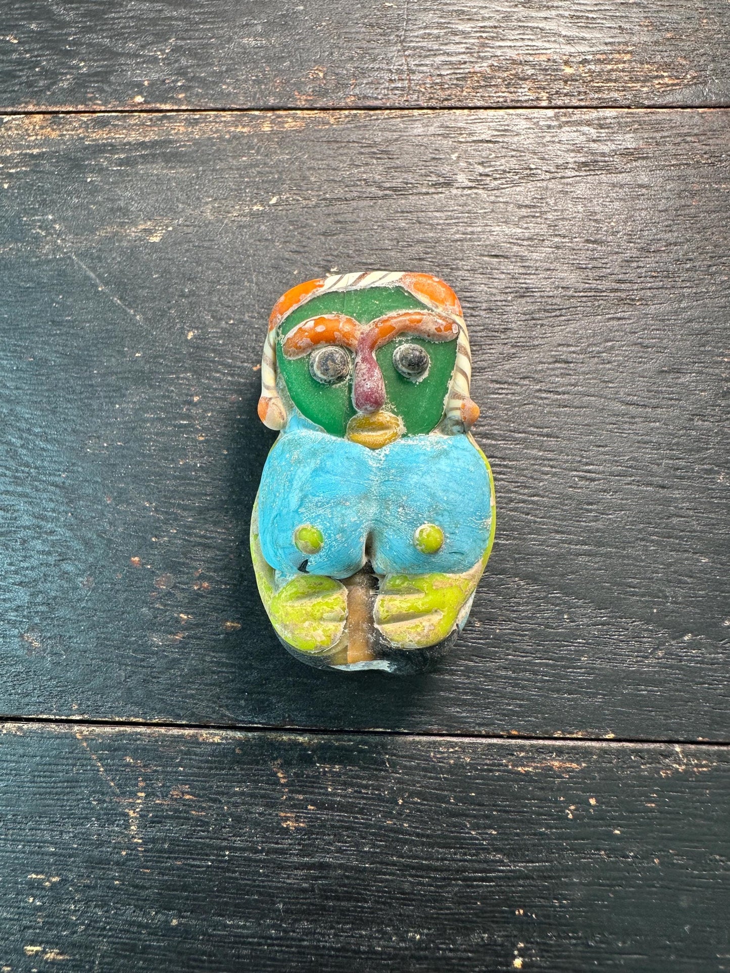 Handmade Colorful Human Face Glass Bead  Tribal Style Pendant