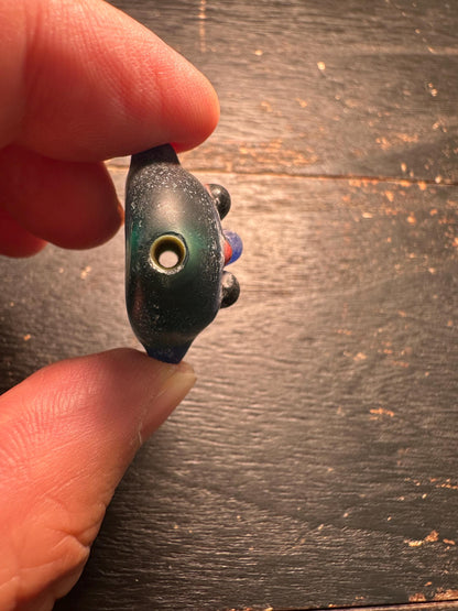 Artisan Glass Face Bead Pendant  Tribal Inspired Necklace Focal