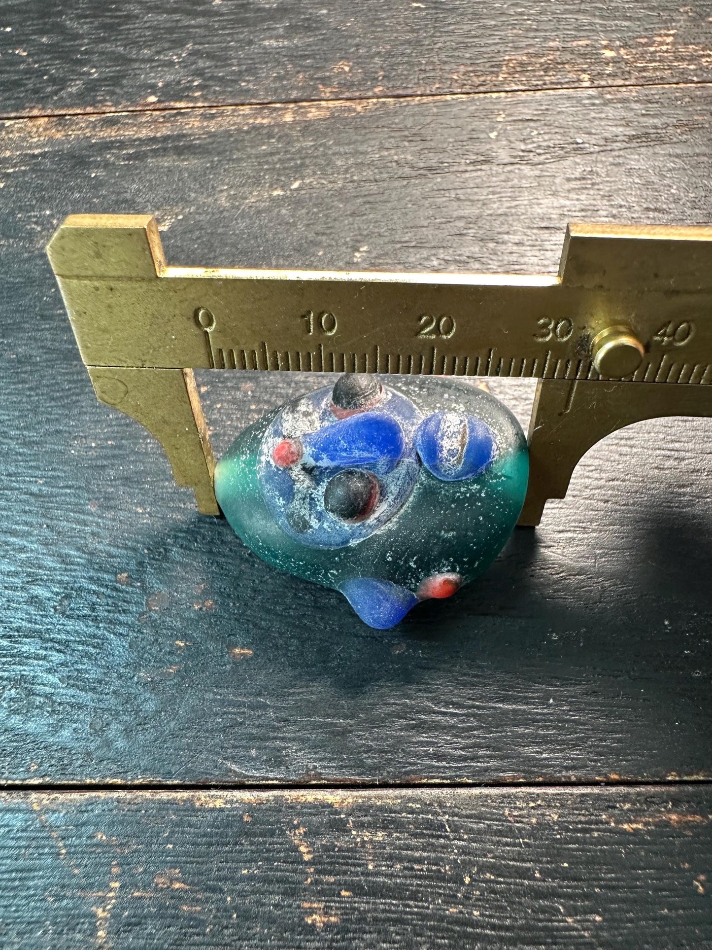 Artisan Glass Face Bead Pendant  Tribal Inspired Necklace Focal