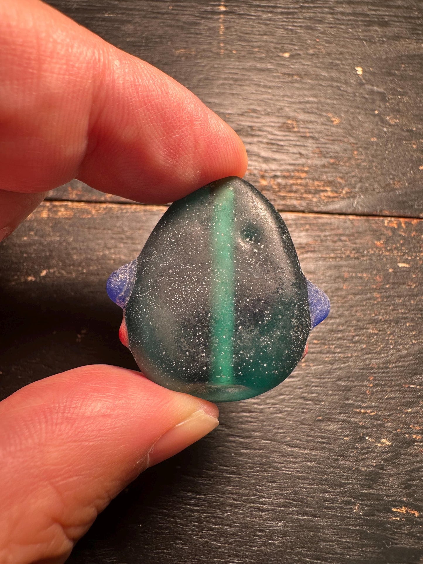 Artisan Glass Face Bead Pendant  Tribal Inspired Necklace Focal