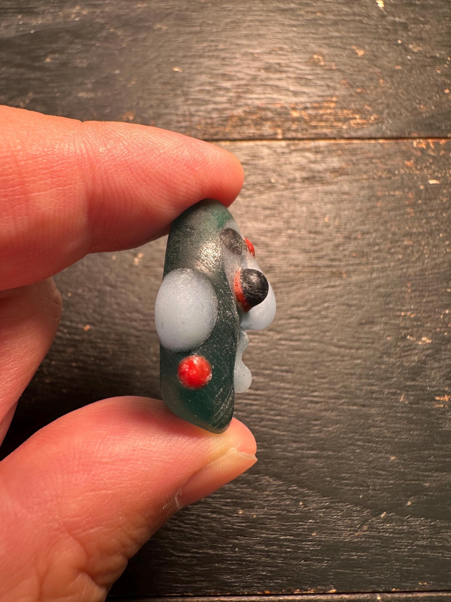 Chinese Folk Art Face Pendant  Handmade Recycled Glass Charm