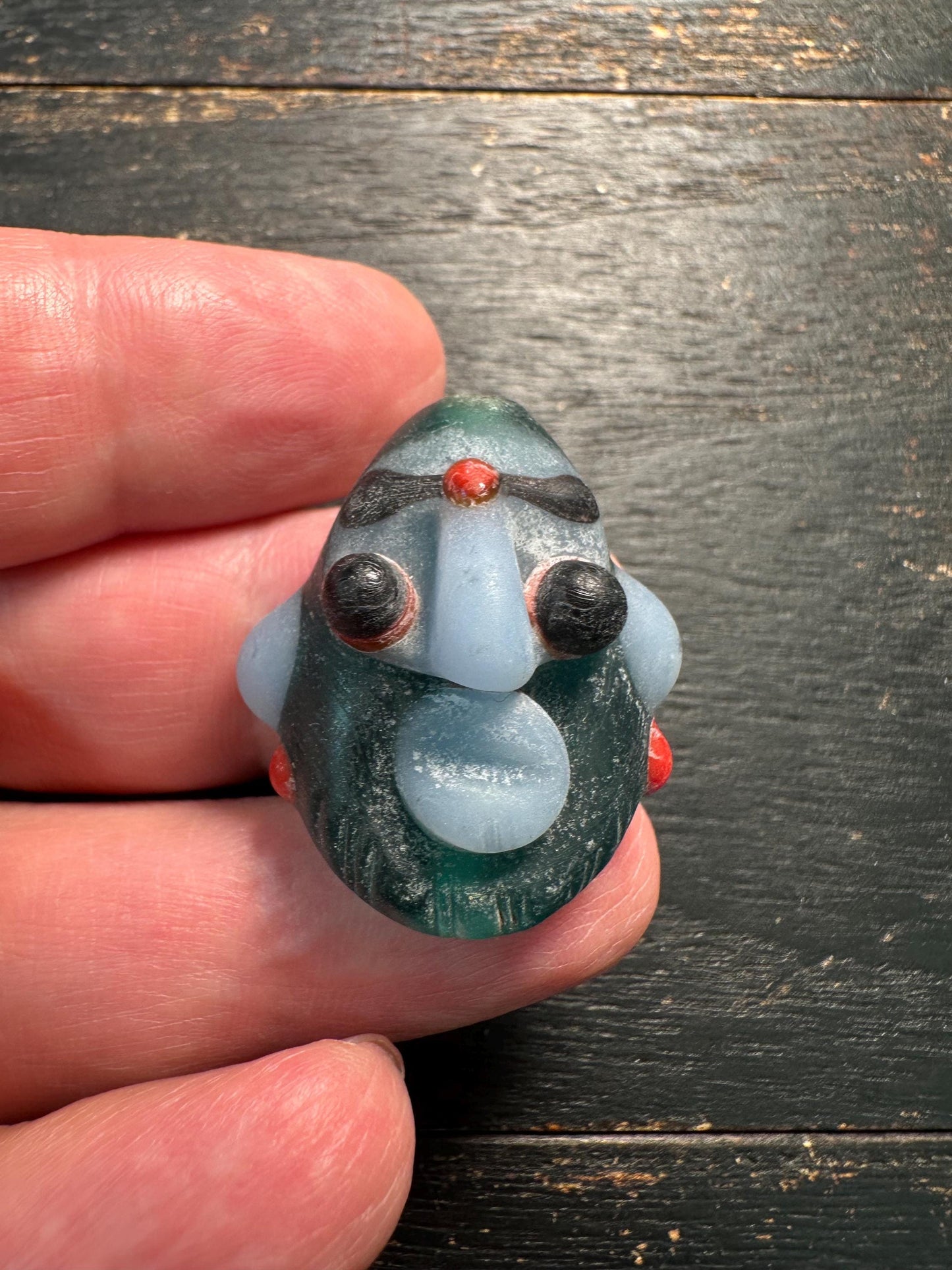 Chinese Folk Art Face Pendant  Handmade Recycled Glass Charm