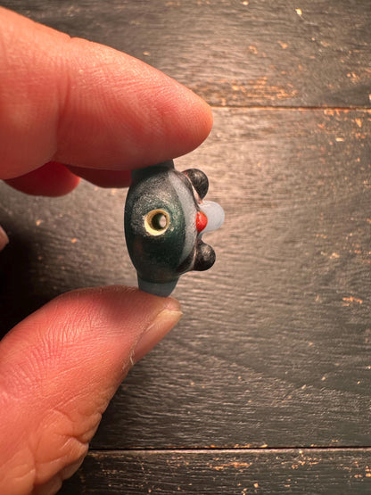 Chinese Folk Art Face Pendant  Handmade Recycled Glass Charm