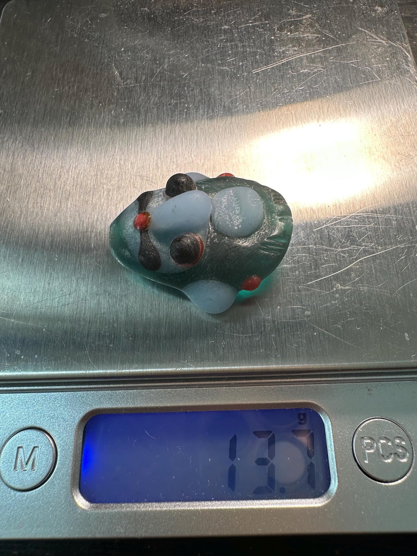 Chinese Folk Art Face Pendant  Handmade Recycled Glass Charm