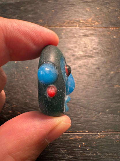 Unique Ethnic Glass Pendant  Handmade Face Bead from Recycled Glass