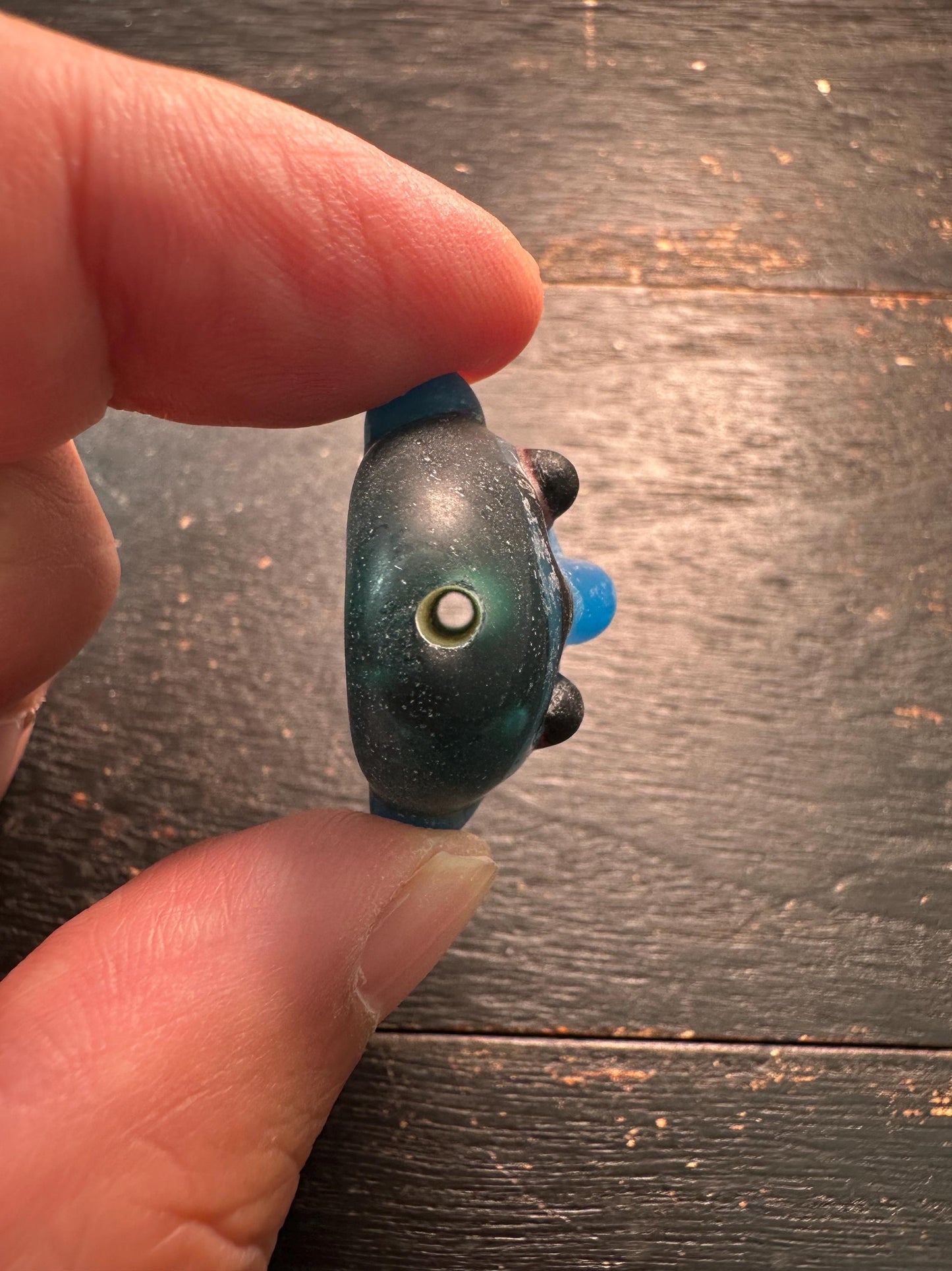 Unique Ethnic Glass Pendant  Handmade Face Bead from Recycled Glass