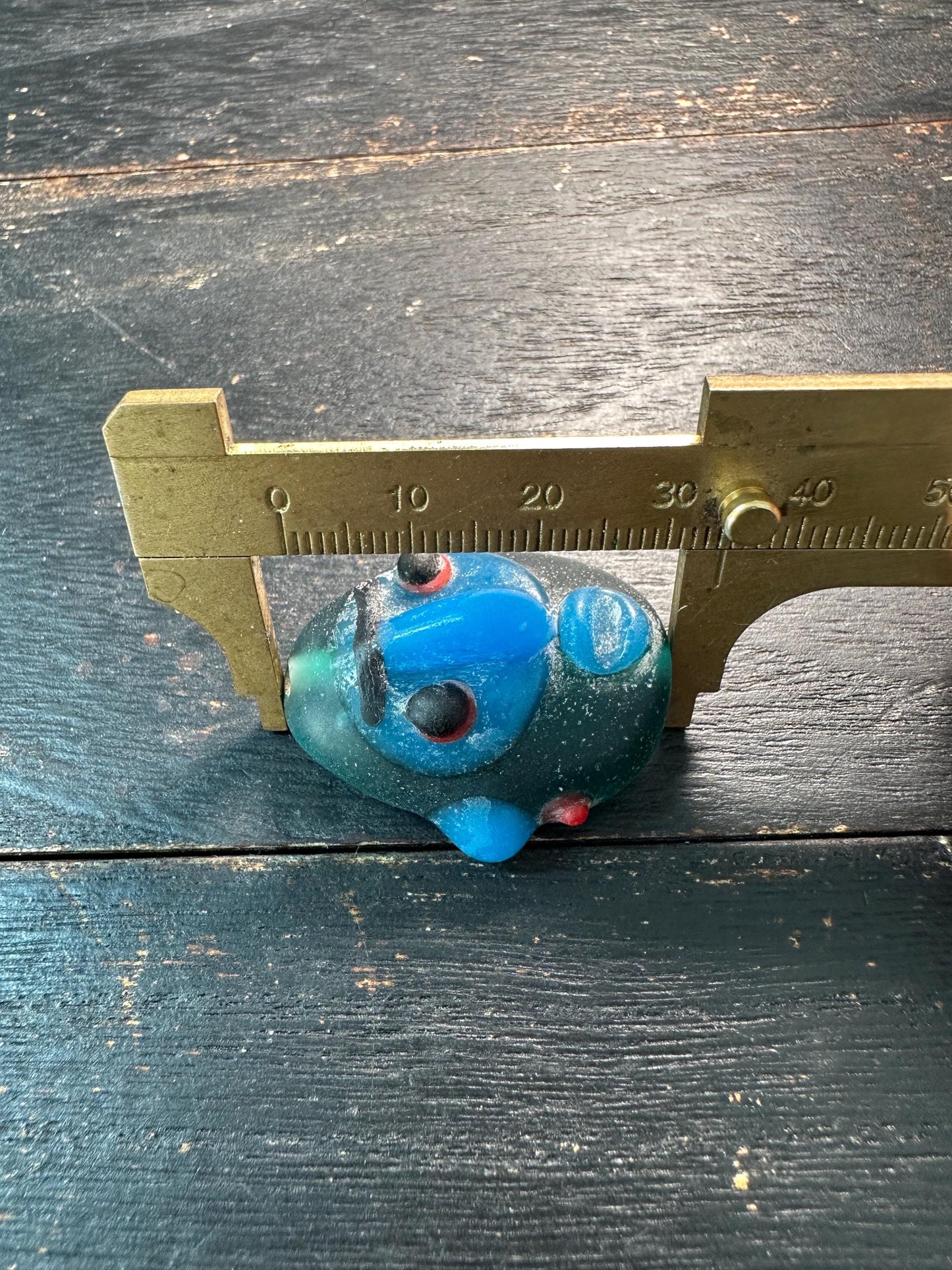 Unique Ethnic Glass Pendant  Handmade Face Bead from Recycled Glass