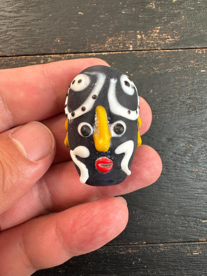 Handcrafted Chinese Opera Mask Pendant  Recycled Glass Folk Art