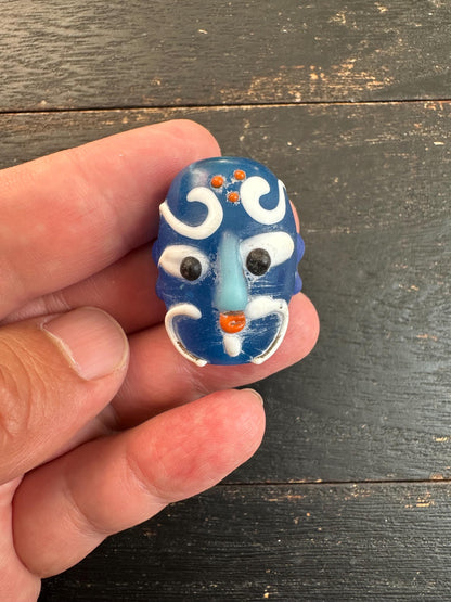Unique Gift  Handmade Chinese Opera Mask Pendant in Recycled Glass