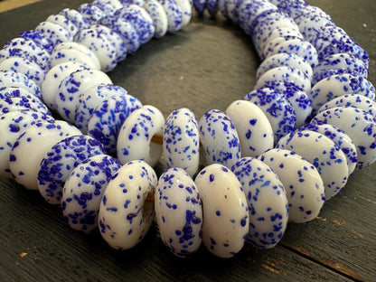 African Krobo Glass Beads  Handmade Fused Recycled Glass Disc Beads from Ghana  14-15mm
