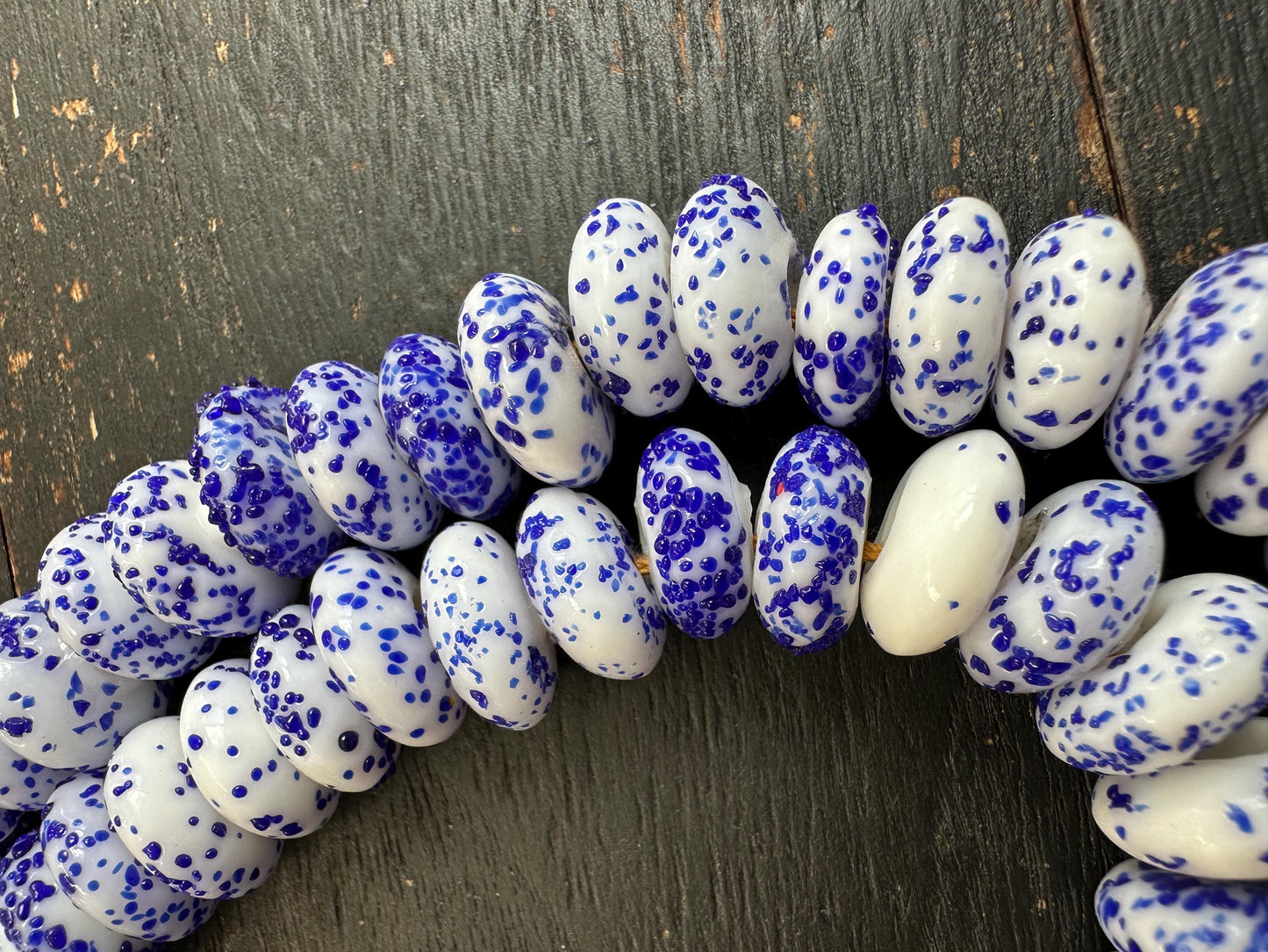 African Krobo Glass Beads  Handmade Fused Recycled Glass Disc Beads from Ghana  14-15mm