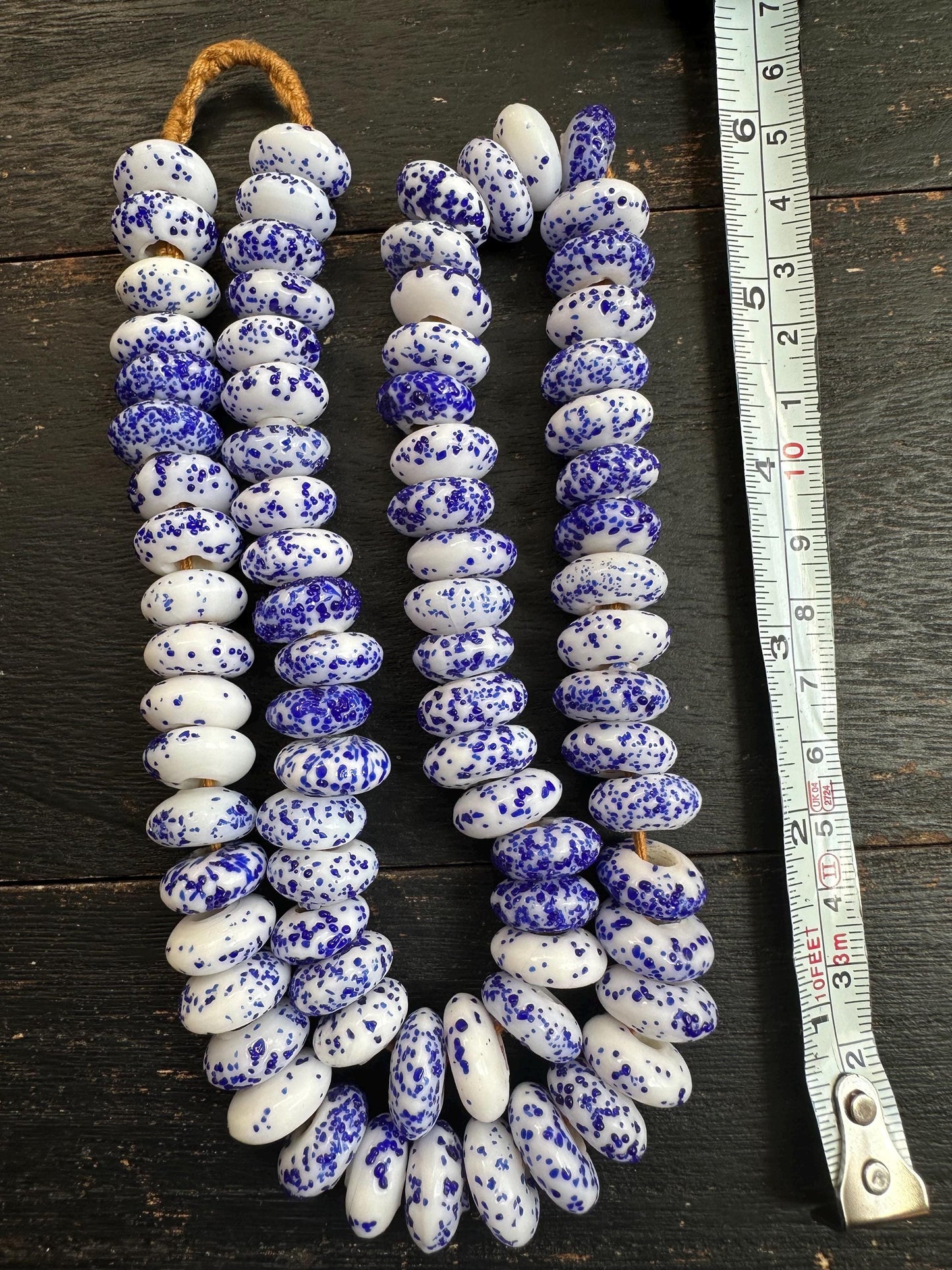 African Krobo Glass Beads  Handmade Fused Recycled Glass Disc Beads from Ghana  14-15mm