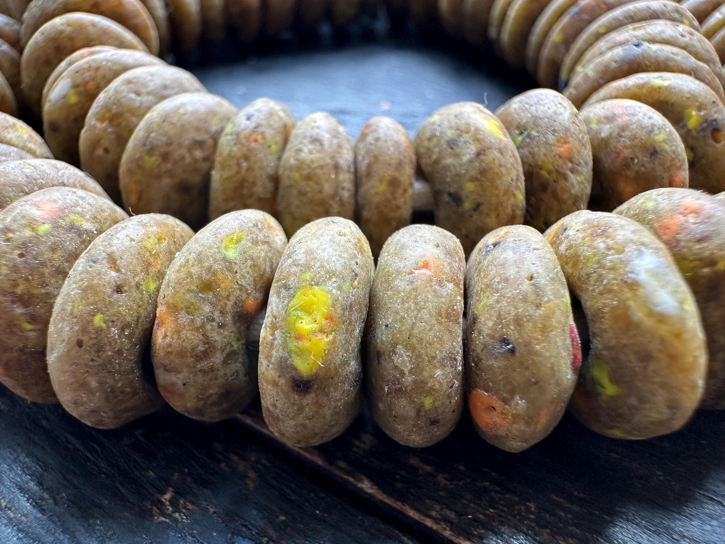 Authentic African Recycled Glass Beads  Handcrafted Krobo Spacer Beads  14-15mm Ghana Beads