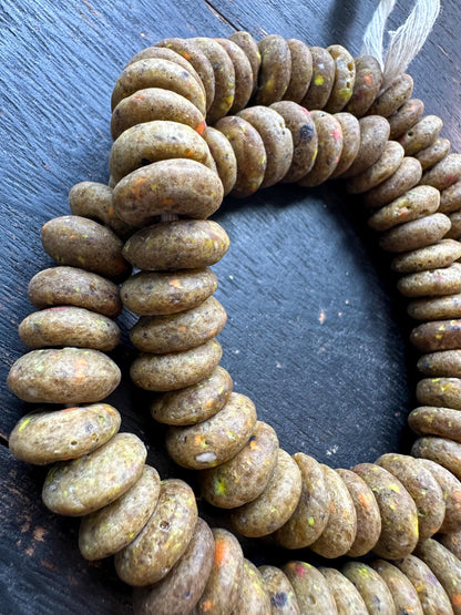 Authentic African Recycled Glass Beads  Handcrafted Krobo Spacer Beads  14-15mm Ghana Beads