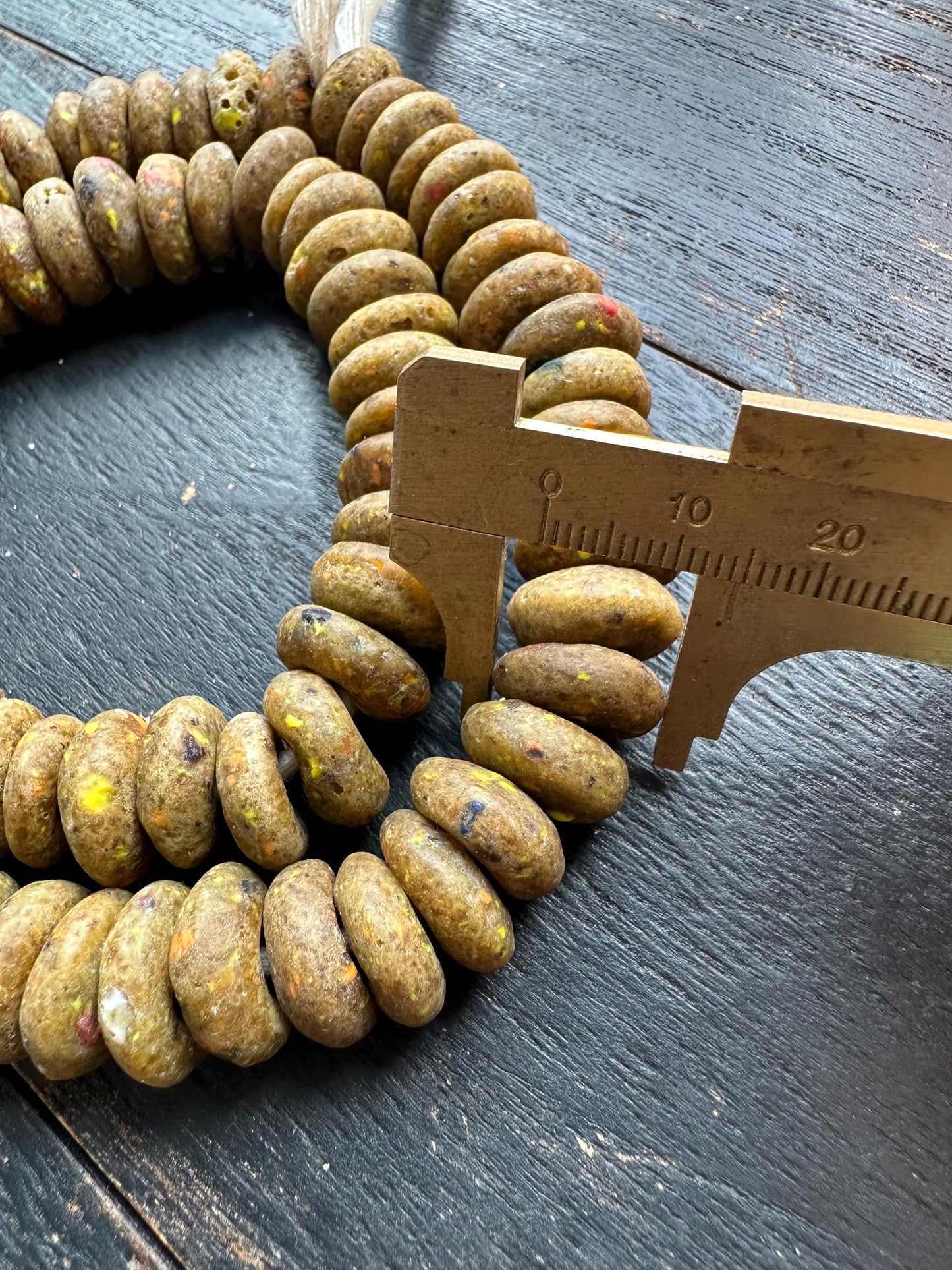 Authentic African Recycled Glass Beads  Handcrafted Krobo Spacer Beads  14-15mm Ghana Beads