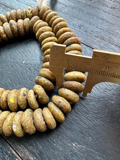 Authentic African Recycled Glass Beads  Handcrafted Krobo Spacer Beads  14-15mm Ghana Beads