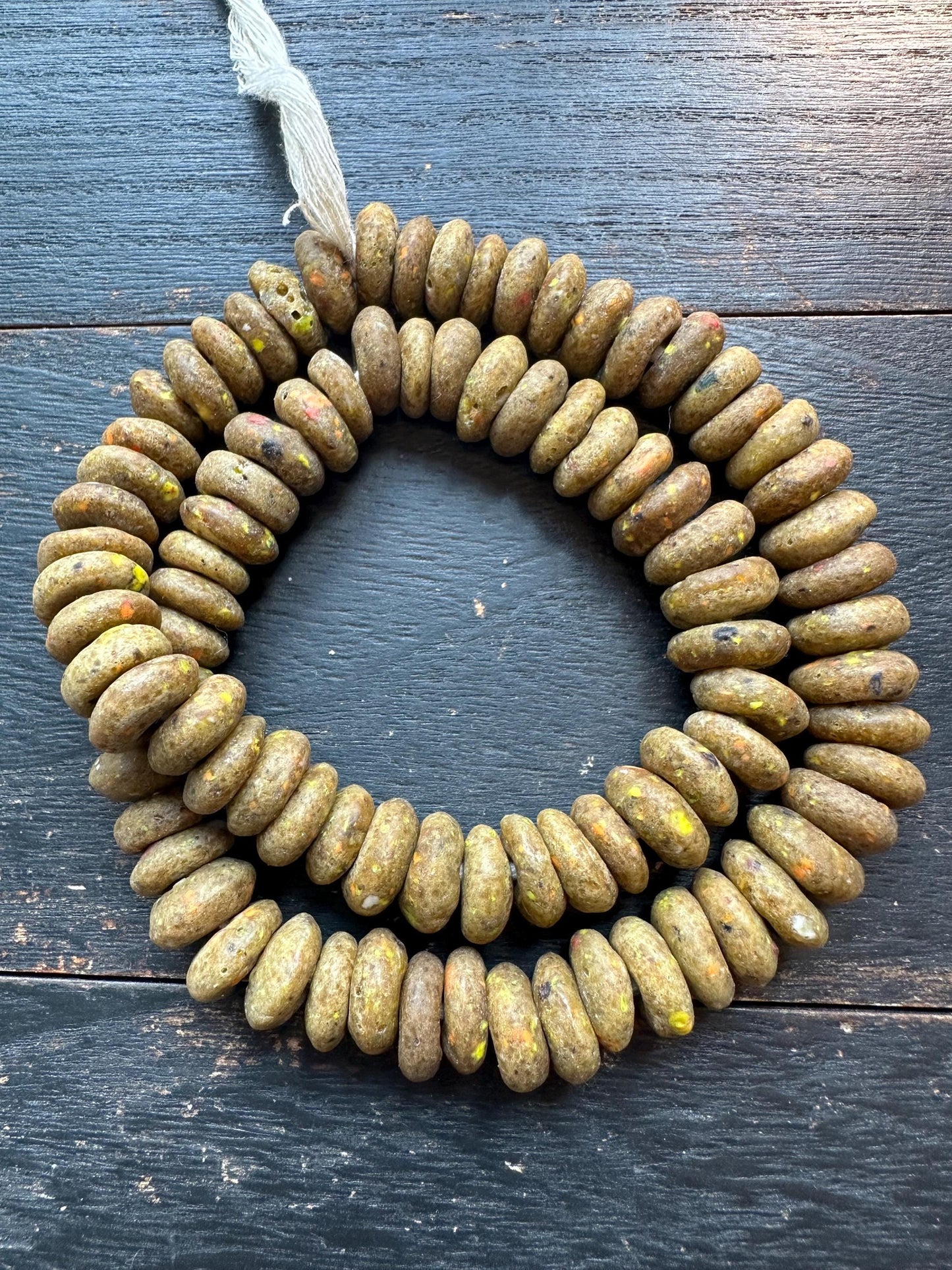 Authentic African Recycled Glass Beads  Handcrafted Krobo Spacer Beads  14-15mm Ghana Beads