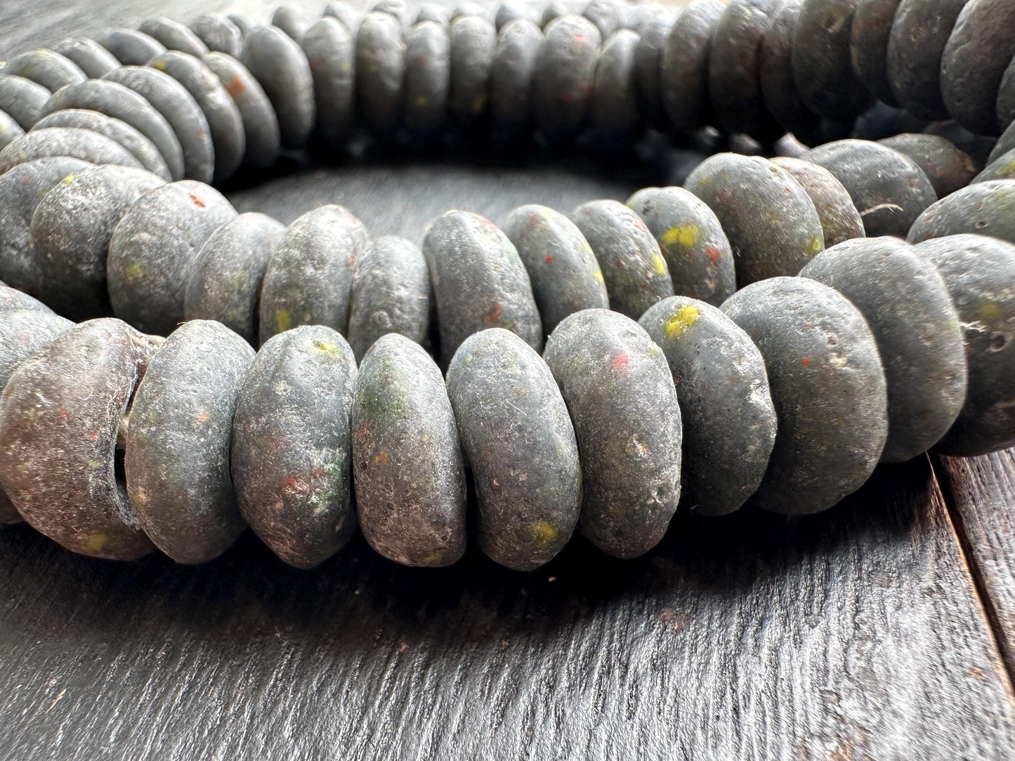 African Recycled Glass Beads  Handcrafted Krobo Spacer Beads from Ghana (14-15mm)