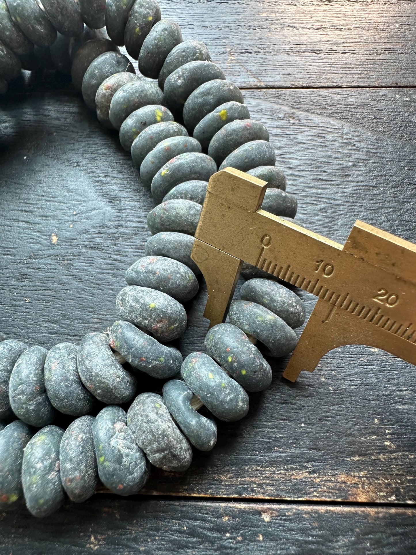 African Recycled Glass Beads  Handcrafted Krobo Spacer Beads from Ghana (14-15mm)