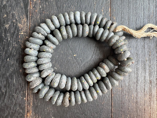 African Recycled Glass Beads  Handcrafted Krobo Spacer Beads from Ghana (14-15mm)