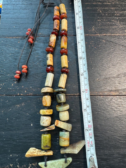 Antique Jade & Carnelian Necklace  Genuine Old Jade Ethnic Jewelry