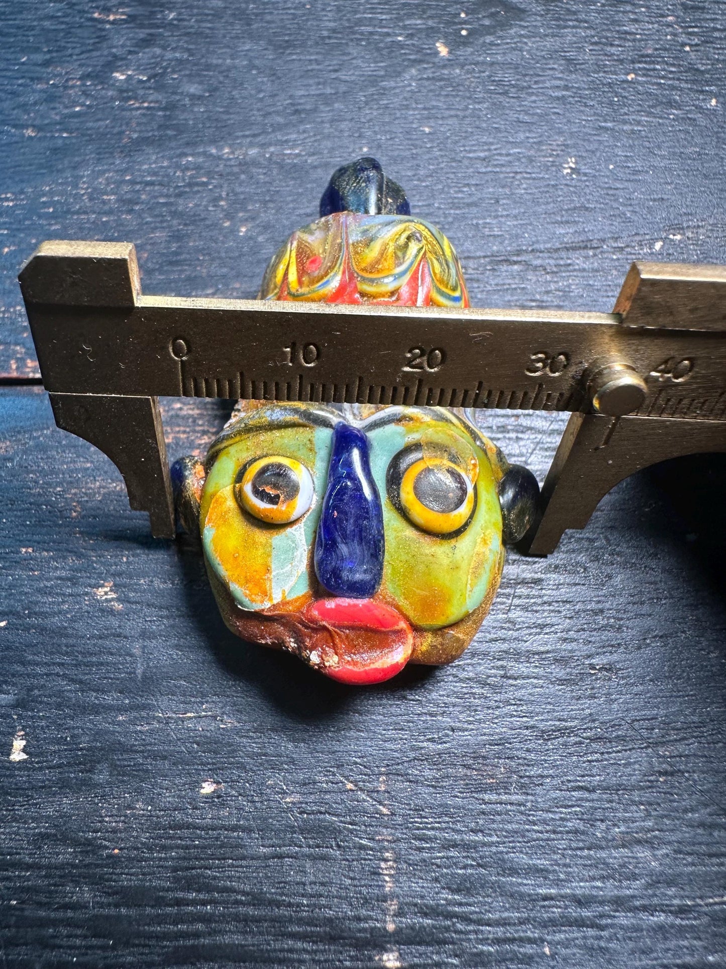 Mosaic Glass Face Pendant: Phoenician-Inspired Amulet Bead