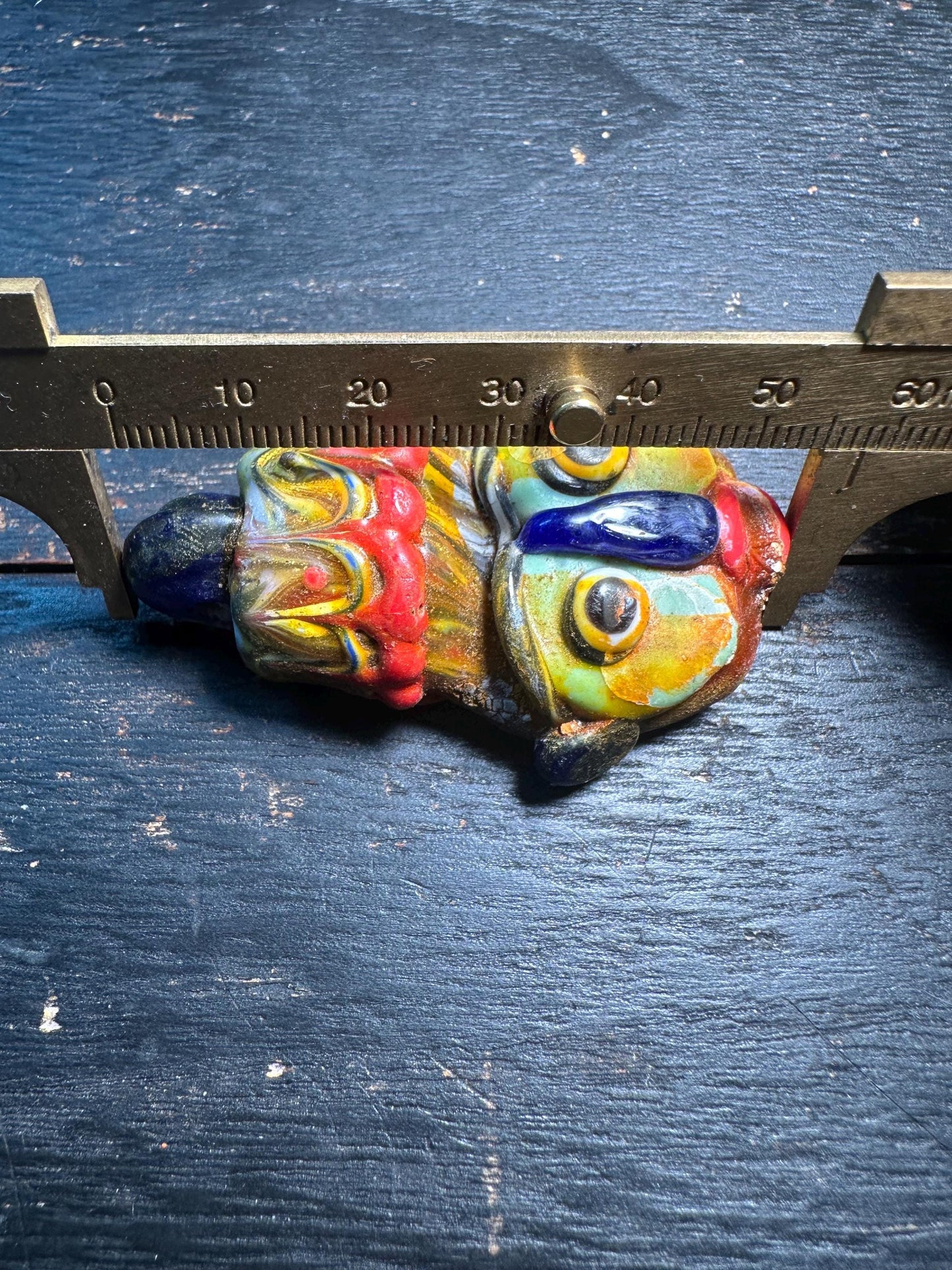 Mosaic Glass Face Pendant: Phoenician-Inspired Amulet Bead