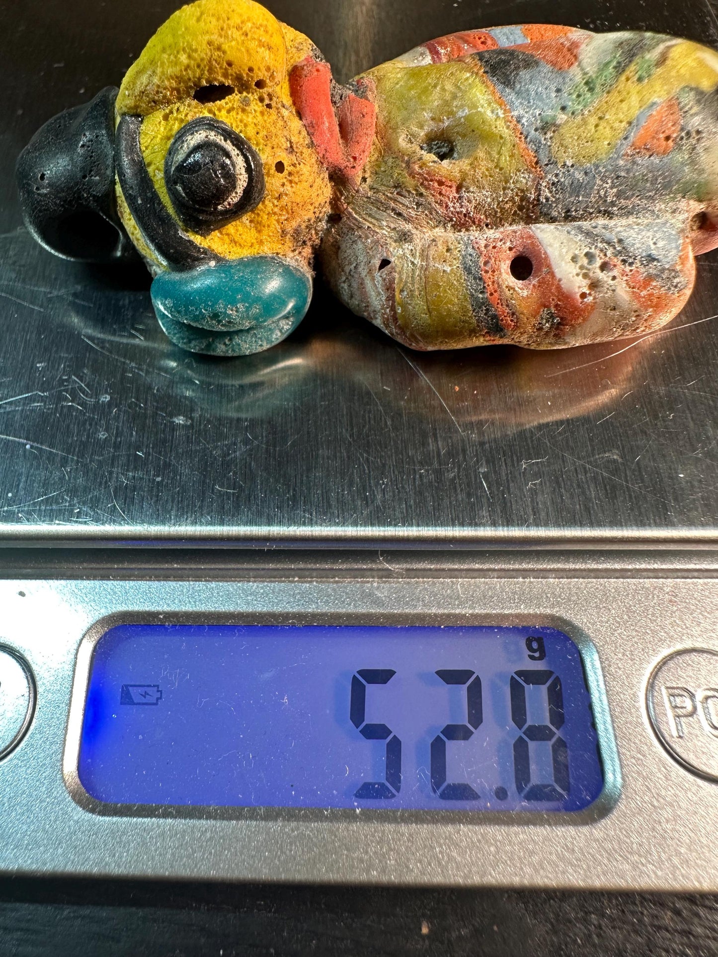 Colorful Mosaic Glass Face Bead  Handcrafted Phoenician Style Pendant, Unique Tribal Jewelry Supply(P2104)